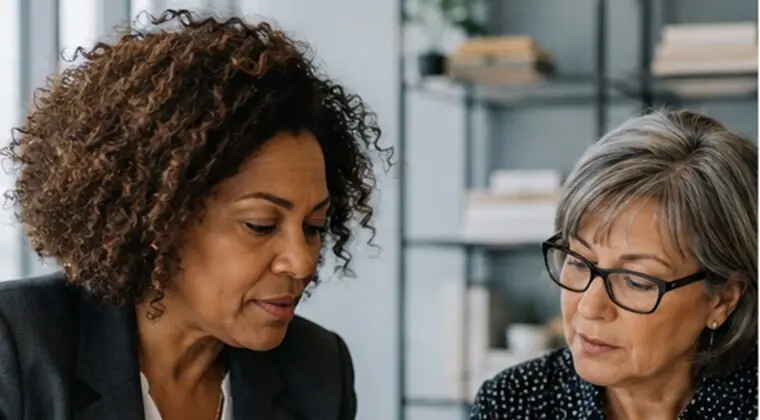 Business owner in conversation with an advisor